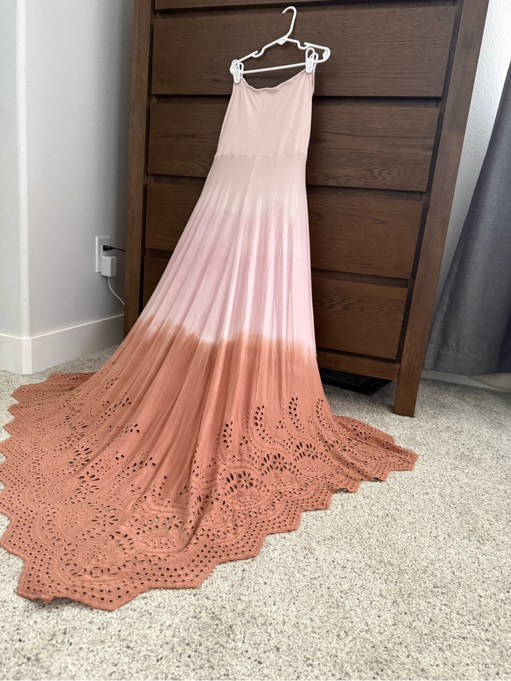 Sky Strapless Ombre Eyelet Maxi Dress - Blush Pink - Picture 5 of 5